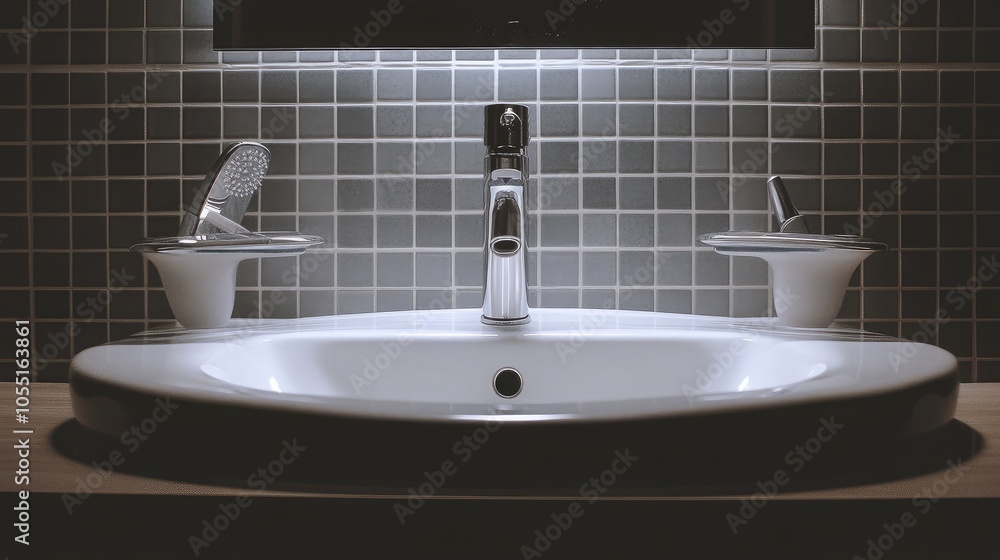 Fototapeta premium Modern Bathroom Sink with Minimalist Design
