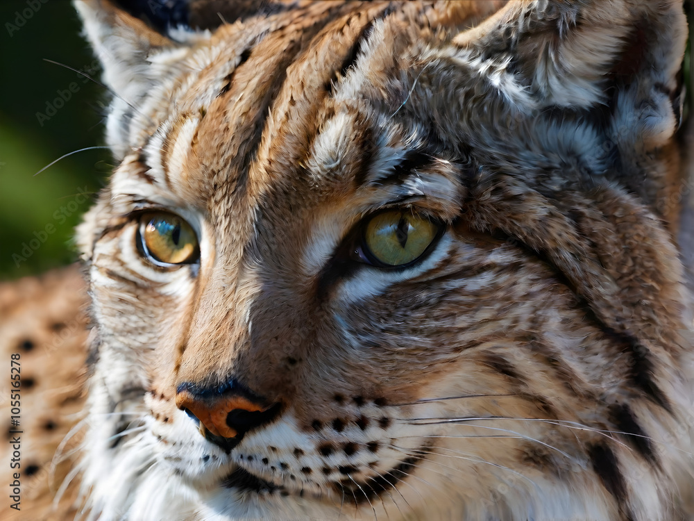Fototapeta premium Close-up Portrait of Lynx with Piercing Yellow Eyes