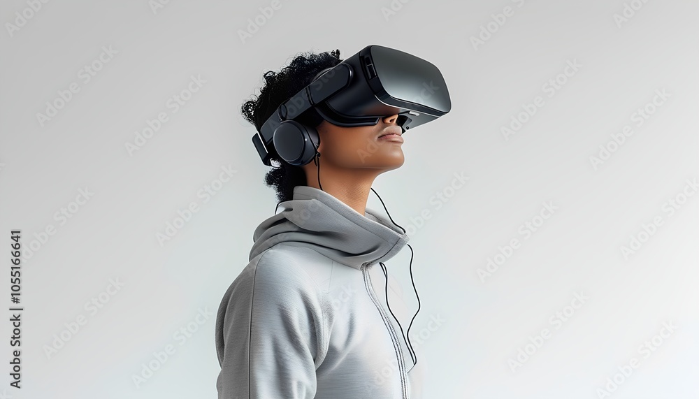 a person using a virtual reality headseon a person using a virtual reality headseon