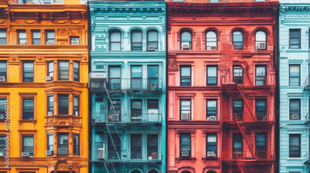 Vibrant Historic Buildings with Detailed Architecture Vibrant Historic Buildings with Detailed Architecture