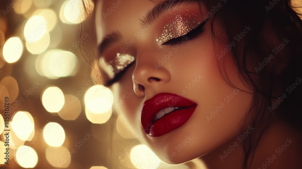 Glamorous Portrait with Sparkling Makeup and Soft Focus Glamorous Portrait with Sparkling Makeup and Soft Focus