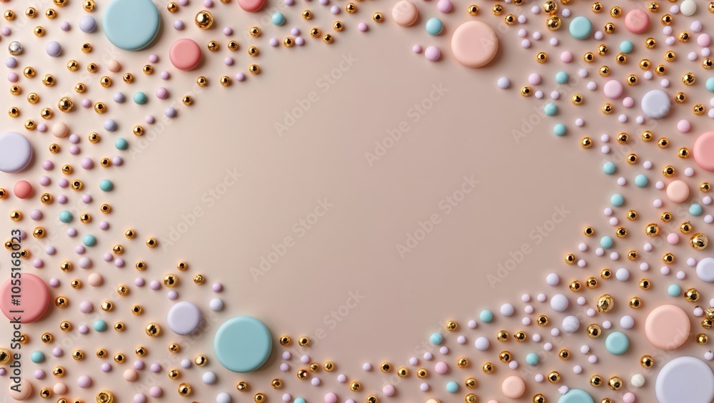 Obraz premium Pastel and Gold Beads with a Circular Frame
