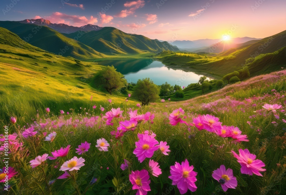 Obraz premium breathtaking panoramic views capturing unspoiled splendor nature serene landscapes, height, mountain, sky, scenery, sunrise, sunset, valley, forest