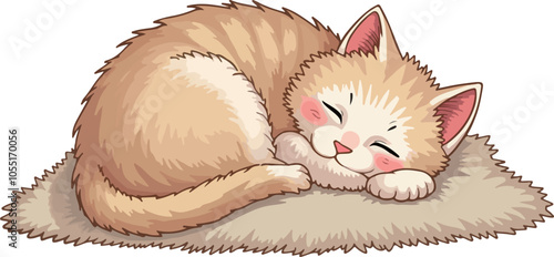 Sleeping Cat on Cozy Mat