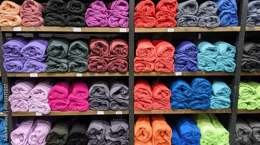 Colorful Stack of Rolled Towels in Neat Rows