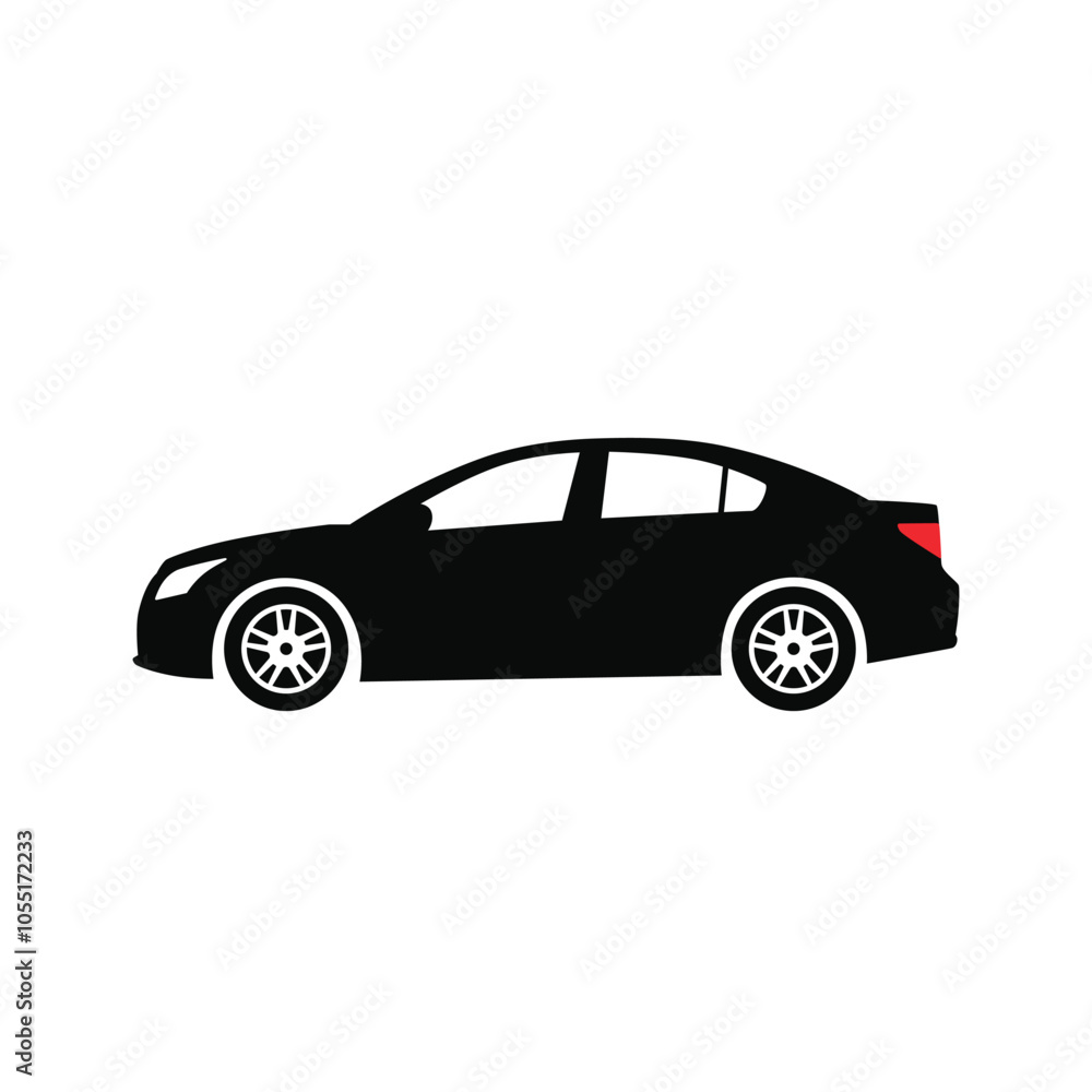 Fototapeta premium Black car silhouette icon. Side View. Vector illustration