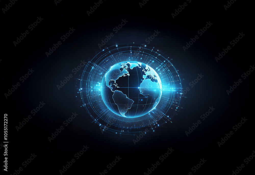 A glowing blue globe with a digital ring surrounding it, set against a dark background. A glowing blue globe with a digital ring surrounding it, set against a dark background.