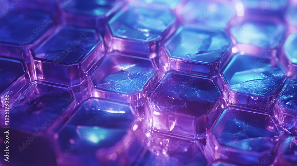 Abstract Hexagon Pattern with Purple and Blue Lighting Abstract Hexagon Pattern with Purple and Blue Lighting