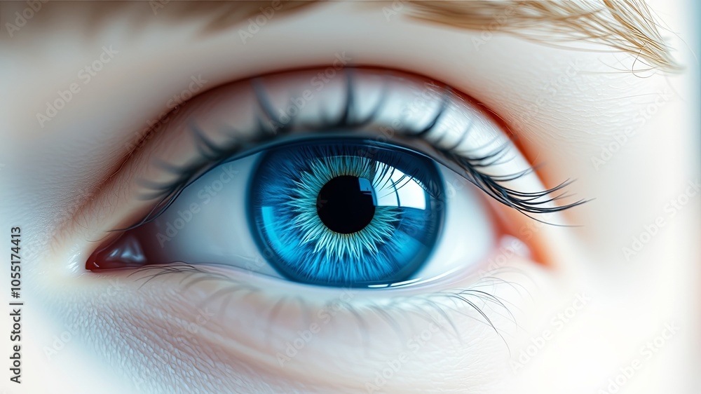 A Close-Up View of a Bright Blue Eye, Captivating with Its Depth and Intricate Detail