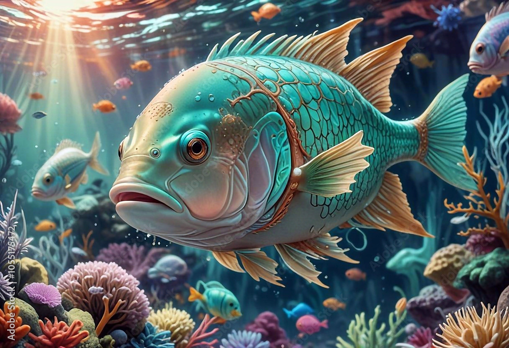 A colourful underwater world with vibrant corals and exotic fish swimming among the reefs in clear blue water, creating an atmosphere of tranquility and beauty A colourful underwater world with vibrant corals and exotic fish swimming among the reefs in clear blue water, creating an atmosphere of tranquility and beauty