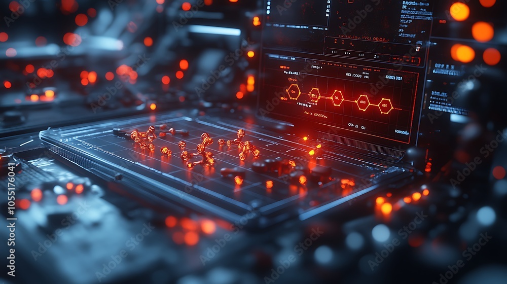 Fototapeta premium Exploring the intricacies of advanced technology a glimpse into the future of data processing and visualization