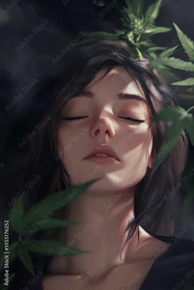Serene Woman in Nature: A Portrait of Peaceful Dreams Serene Woman in Nature: A Portrait of Peaceful Dreams