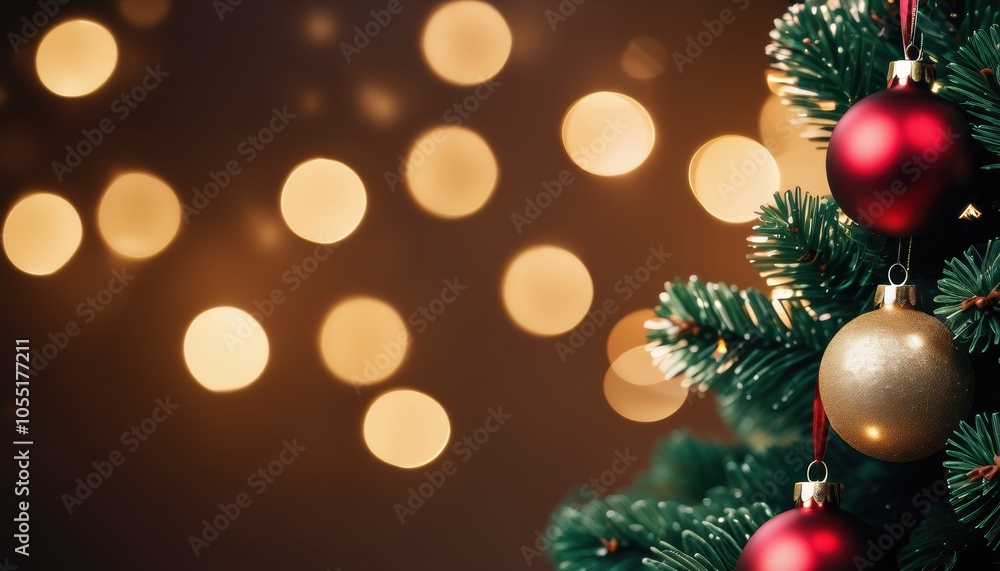 Close up christmas tree decorated with christmas balls Close up christmas tree decorated with christmas balls