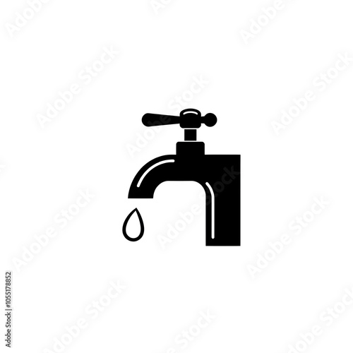 water faucet tap black icon isolated on white. Generative AI