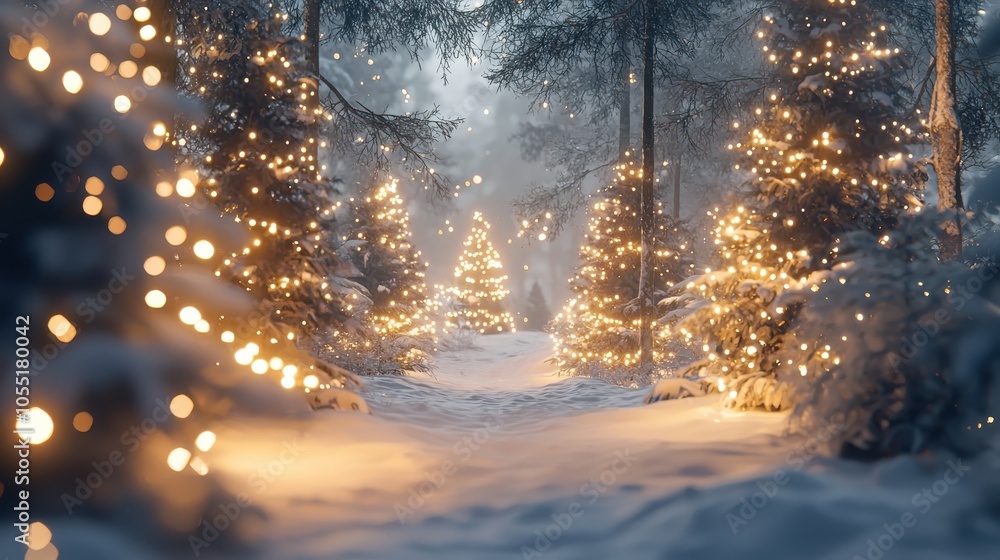 Snowy Holiday Gift Card Mockup with Christmas Trees Snowy Holiday Gift Card Mockup with Christmas Trees