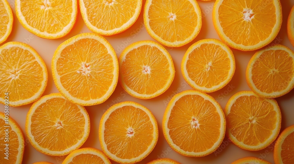 A surface densely covered with fresh orange slices, filling every inch of the frame with their bright, zesty color and juicy texture. A surface densely covered with fresh orange slices, filling every inch of the frame with their bright, zesty color and juicy texture.