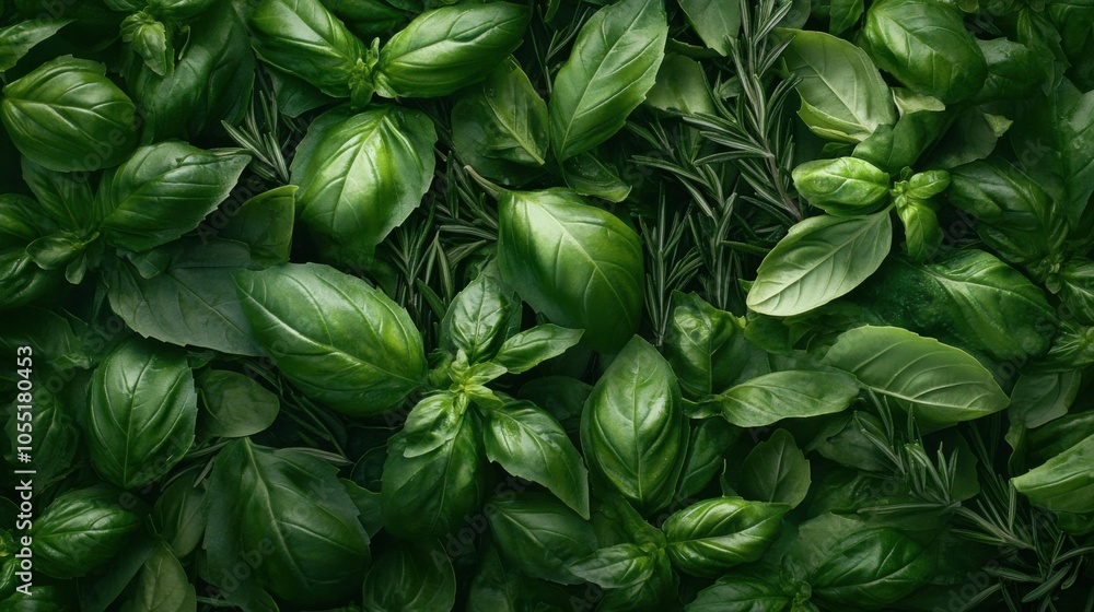 A surface densely covered with fresh basil and rosemary sprigs, filling every inch of the frame with their green, fragrant texture and aromatic leaves. A surface densely covered with fresh basil and rosemary sprigs, filling every inch of the frame with their green, fragrant texture and aromatic leaves.