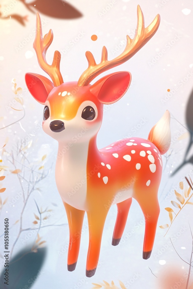 Adorable 3D Fawn: A Whimsical Digital Illustration Adorable 3D Fawn: A Whimsical Digital Illustration