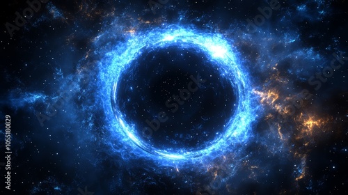 Vivid Blue Cosmic Vortex in Deep Space Galaxy