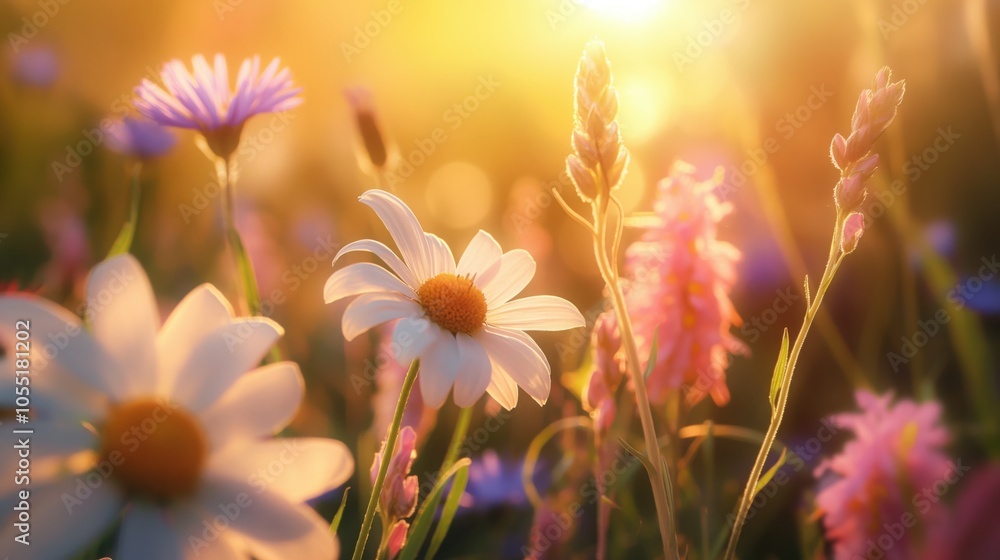 Flower summer field background with vibrant and colorful blooms. Natural colorful landscape with wildflowers. Nature beauty and warmth, perfect for seasonal themes and nature appreciation Flower summer field background with vibrant and colorful blooms. Natural colorful landscape with wildflowers. Nature beauty and warmth, perfect for seasonal themes and nature appreciation