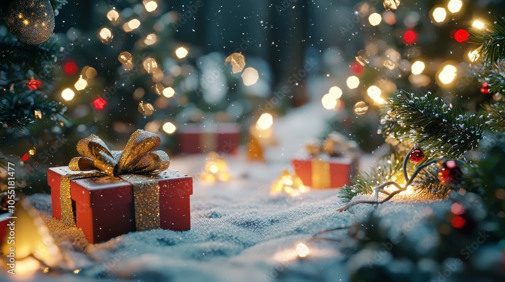 Magical Christmas Gift Card with Snowy Landscape Magical Christmas Gift Card with Snowy Landscape