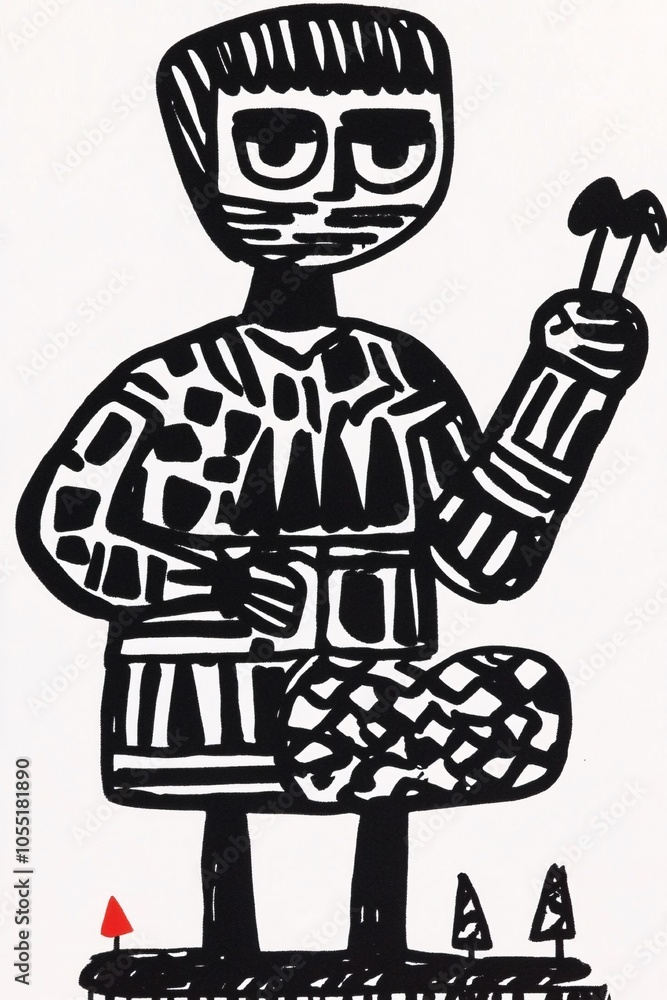 Expressive Black and White Figure - Abstract Modern Art Expressive Black and White Figure - Abstract Modern Art