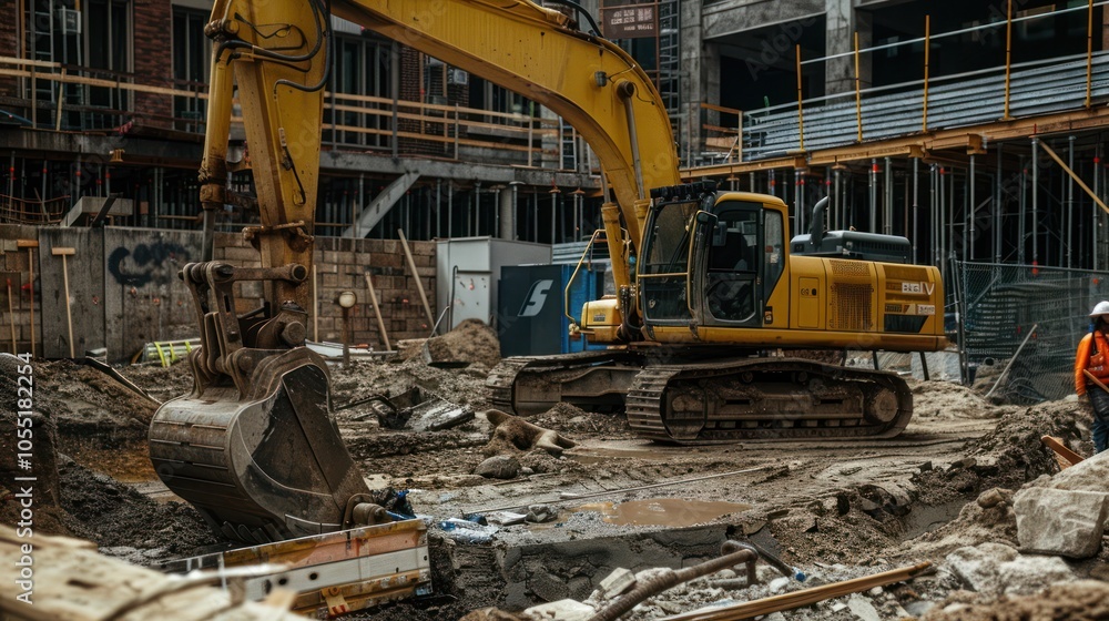 Fototapeta premium Excavator on a Construction Site