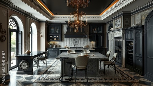 gothic modern interior design of a kitchen