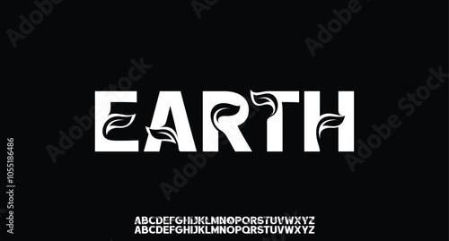 modern nature leaf earth green tree abstract digital alphabet font. minimal technology typography, creative urban sport fashion futuristic font and with numbers. vector illustration
