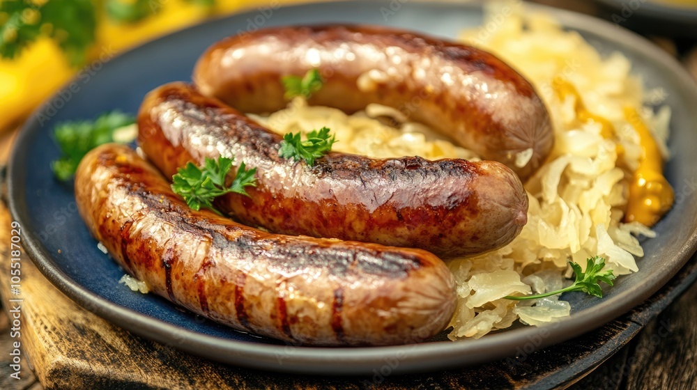 Grilled Sausages with Sauerkraut and Mustard Grilled Sausages with Sauerkraut and Mustard