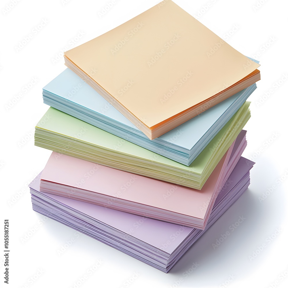 Stacked Colored Sticky Notes on a Flat Surface Stacked Colored Sticky Notes on a Flat Surface