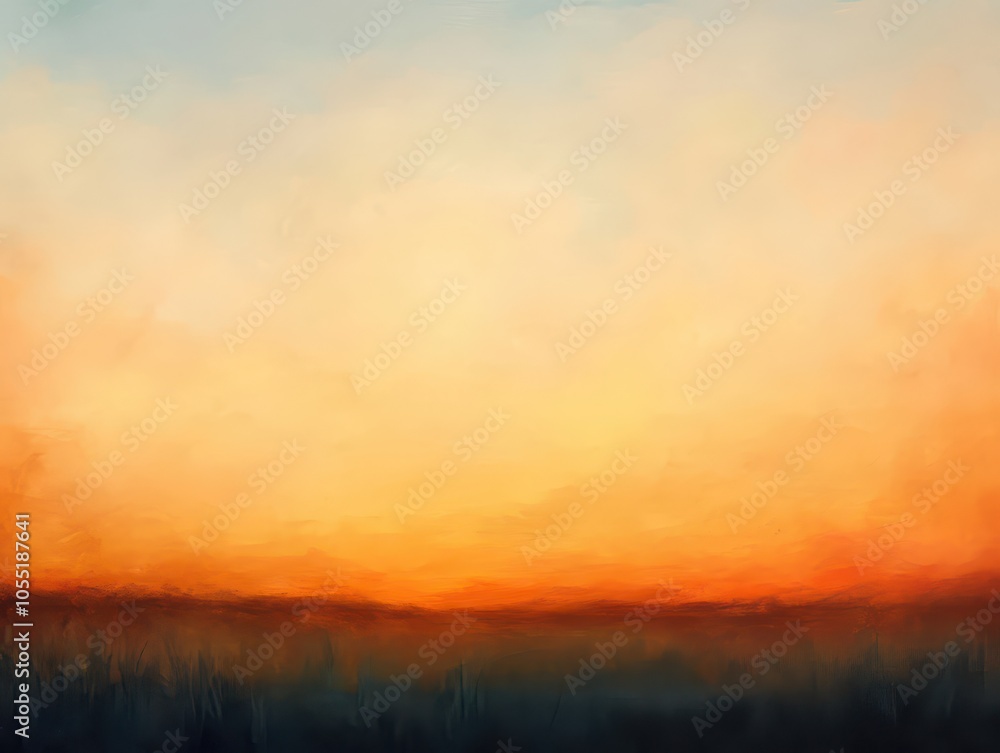 Fototapeta premium Twilight Magic: A Hazy Sky Bathed in Warm Glowing Light During the Golden Hour