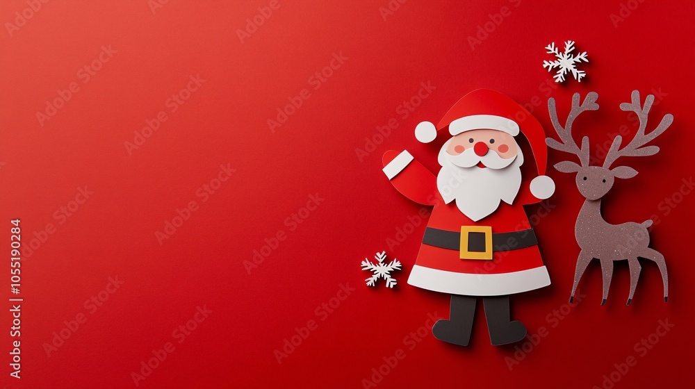 Cute Santa with Reindeer on Clear Background Cute Santa with Reindeer on Clear Background