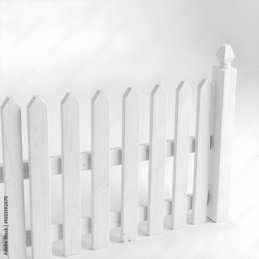 White wooden fence on white background. Generative AI White wooden fence on white background. Generative AI