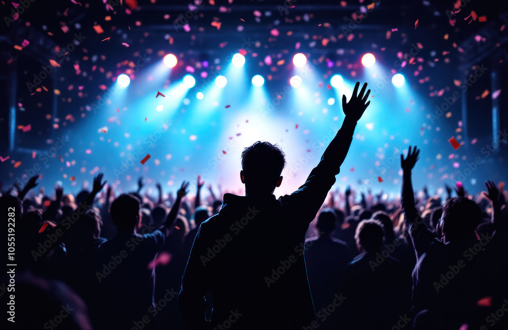 Silhouette of a man in a crowd at a concert Silhouette of a man in a crowd at a concert