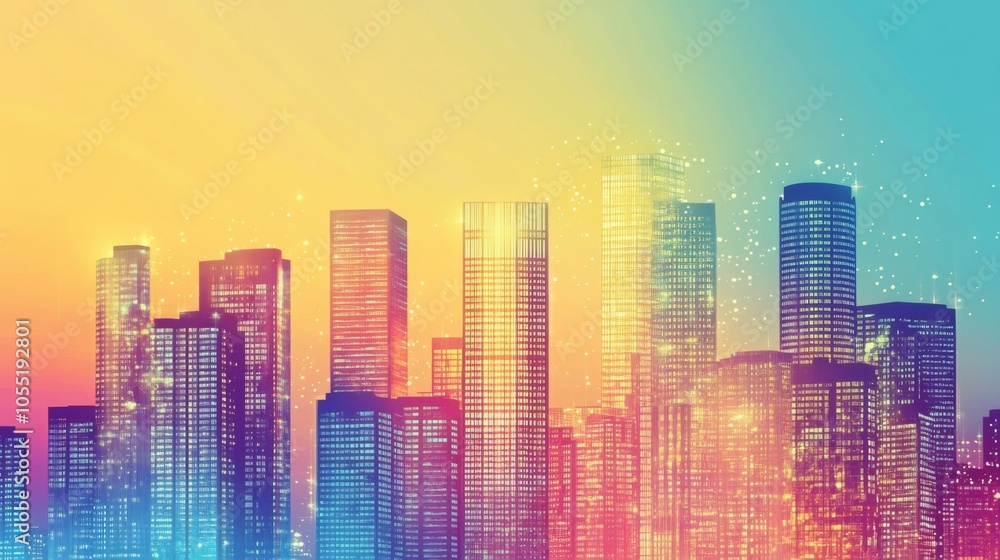 Subtle Gradient Skyline with Fading City Lights Subtle Gradient Skyline with Fading City Lights