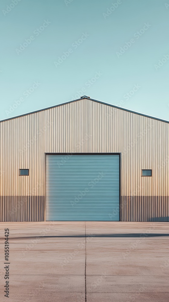 Fototapeta premium Modern Wood Barn with Roll-Up Door 