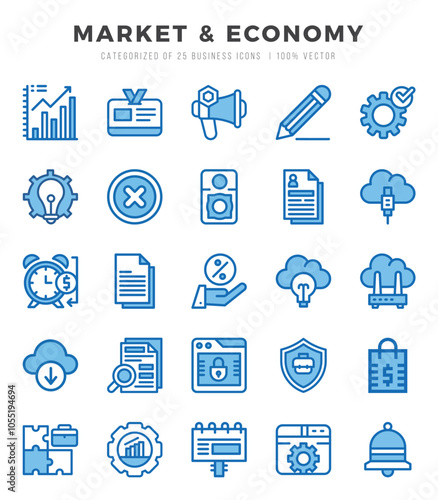 icons set. Market & Economy for web. app. vector illustration.