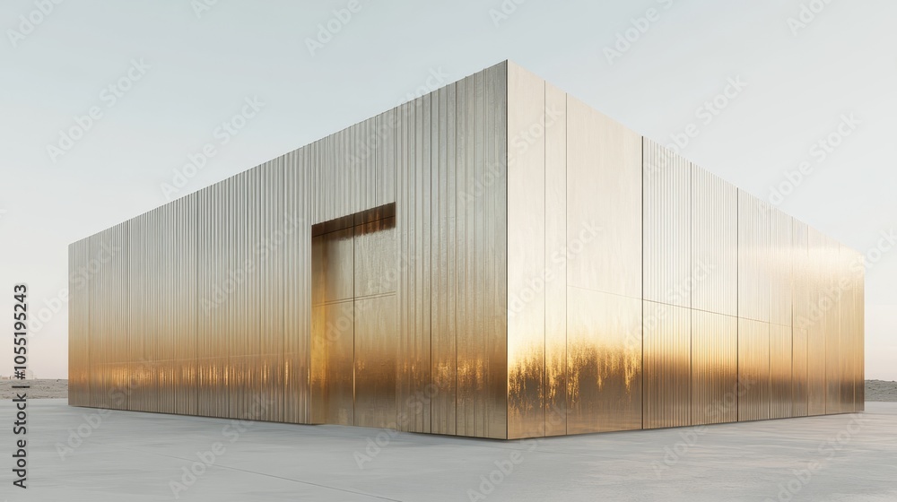 Obraz premium Golden Pavilion: Modern Architectural Design 