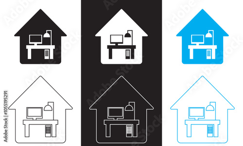 Work from home icon vector illustration. Remote work during Outline and Filled Vector Sign. isolated on white and black background. Vector illustration. EPS 10      