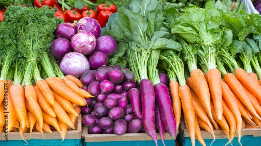 Vibrant Harvested Vegetables in Natural Lighting Vibrant Harvested Vegetables in Natural Lighting