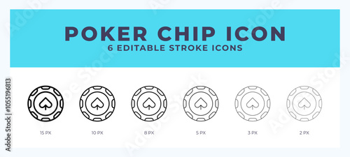 Poker chip stroke icon for web. Mobile apps and ui.