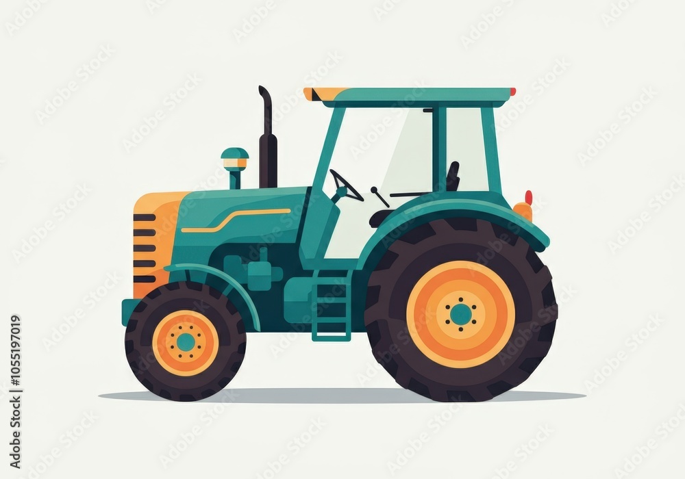 Modern tractor parking, showing power and efficiency in agriculture and farming Modern tractor parking, showing power and efficiency in agriculture and farming