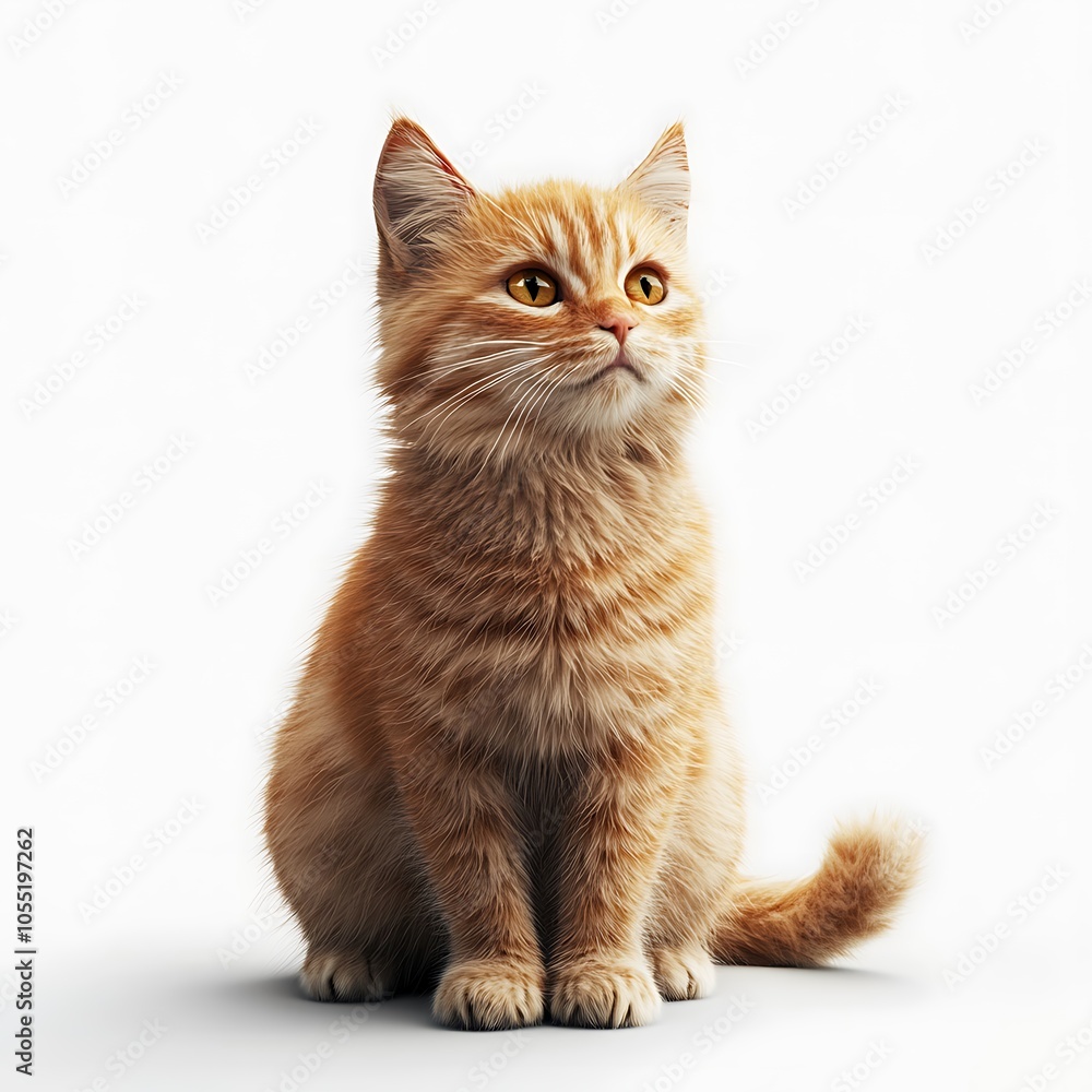 Fototapeta premium Cute Orange Kitten Looking Up