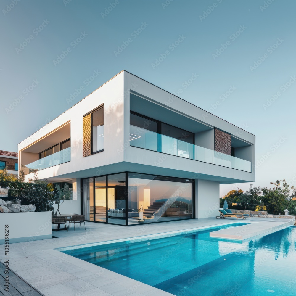 Modern Luxury Villa with Pool and Sky Modern Luxury Villa with Pool and Sky