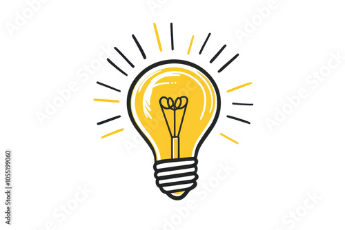 Illustration of a glowing lightbulb with bright, vibrant strokes symbolizing creativity, innovation, and ideas. Perfect for conceptual designs.