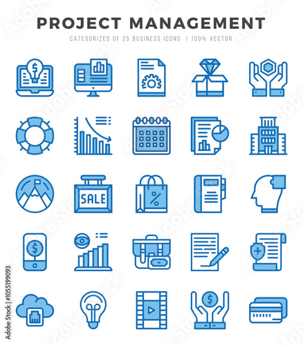 Set of Project Management Icons. Simple line art style icons pack.