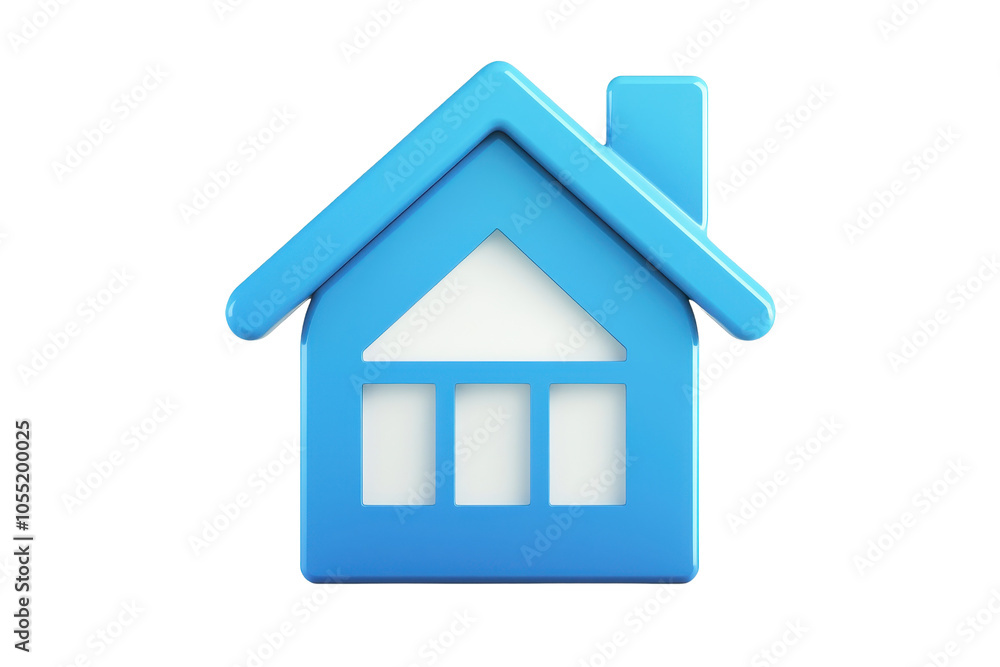 3D blue house icon with a chimney, symbolizing home, real estate, or construction. Perfect for design projects and presentations. 3D blue house icon with a chimney, symbolizing home, real estate, or construction. Perfect for design projects and presentations.