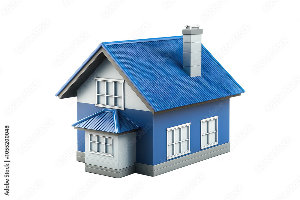 Blue roof house illustration with white windows and chimney, isolated on transparent background. Ideal for real estate, architecture, and design projects. Blue roof house illustration with white windows and chimney, isolated on transparent background. Ideal for real estate, architecture, and design projects.