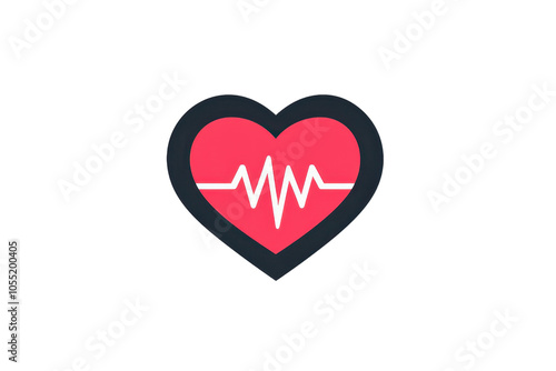 Icon of a heart with an ECG line, symbolizing health and wellness, ideal for medical, healthcare, and fitness themes. photo